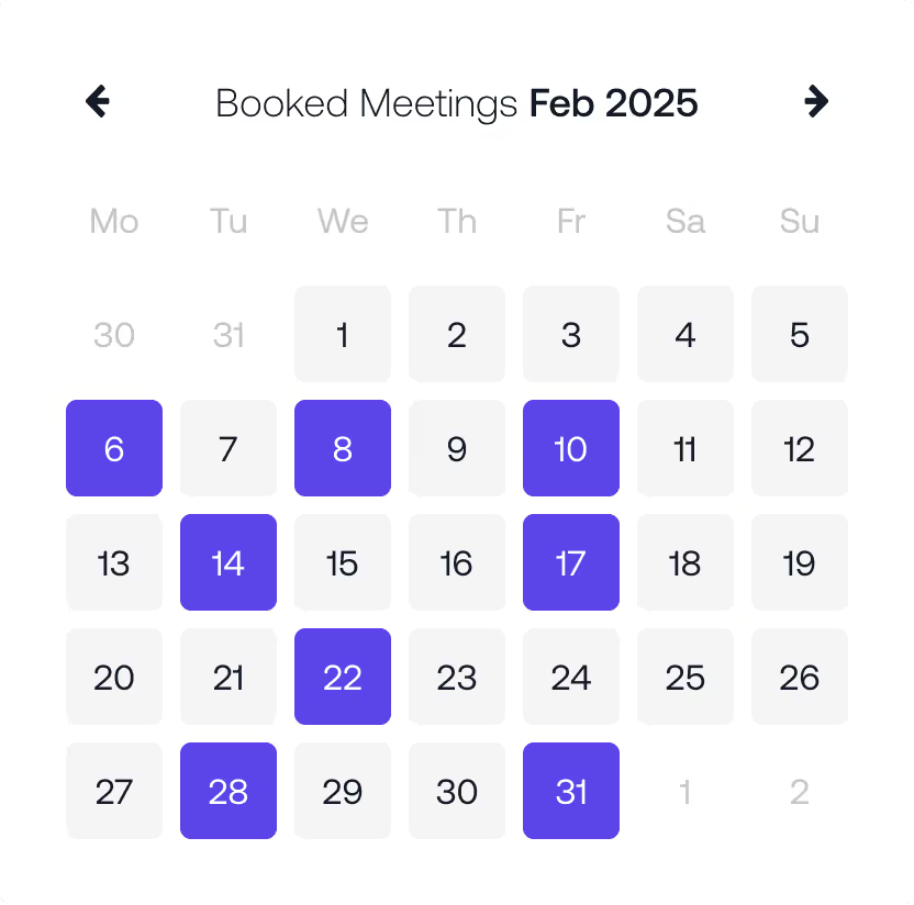 Calendar with booked meetengs